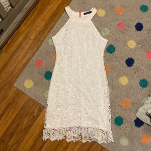 White high neck dress